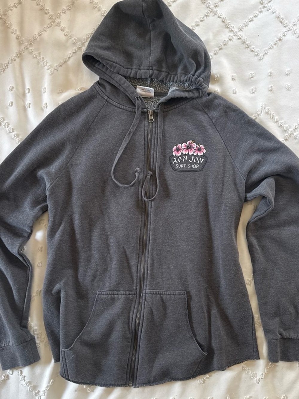 Ron Jon Surf Shop Zip-Up Hoodie with Pink Floral Size Medium